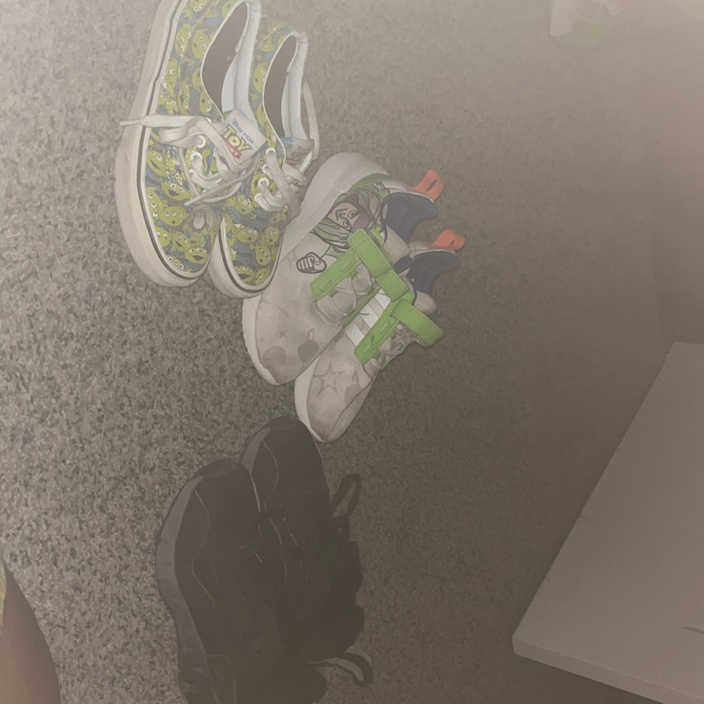Three pair of boys sneakers, size 2 Adidas Nike vans